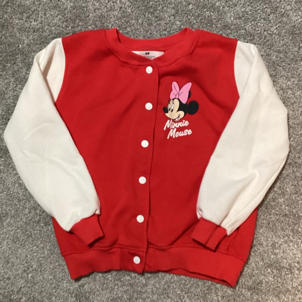 H&M Minnie Mouse Varsity Sweatshirt Jacket - size 6x/7